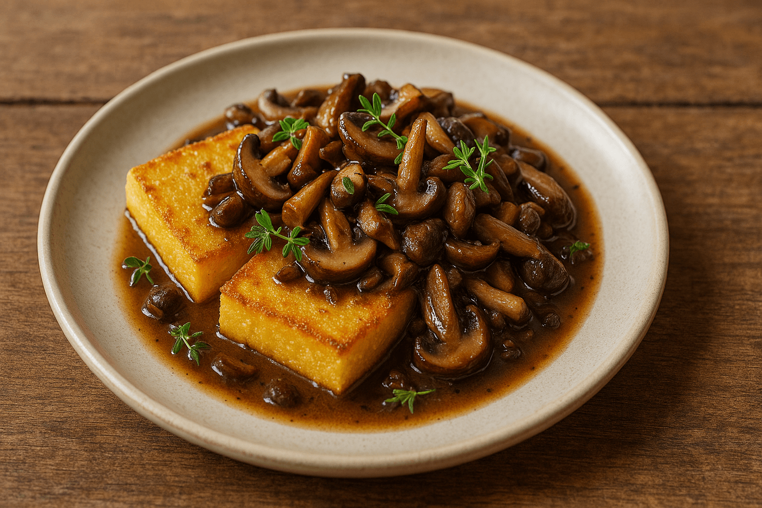 Geröstete Polenta mit Pilzragout