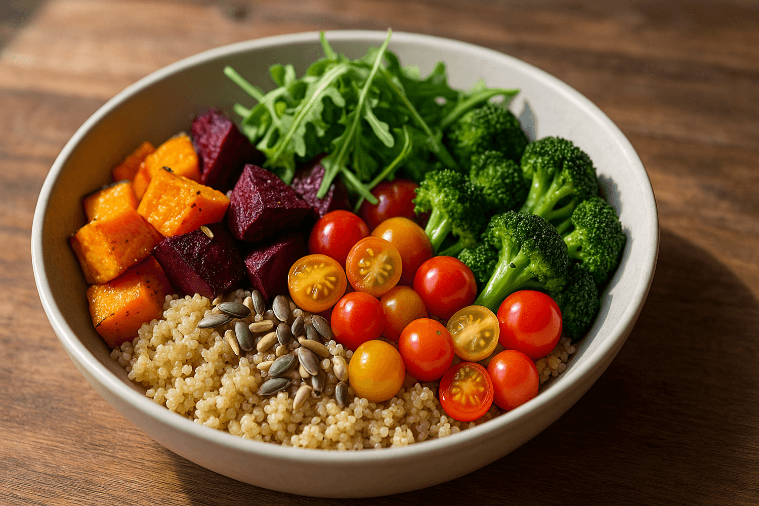 Bunte Quinoabowl mit Ofengemüse