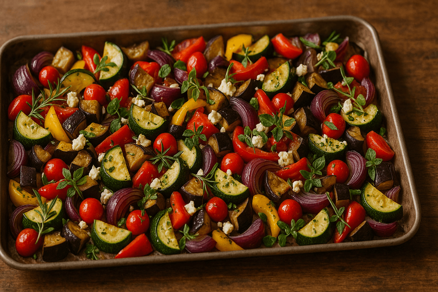 Mediterranes Gemüsetray mit Feta